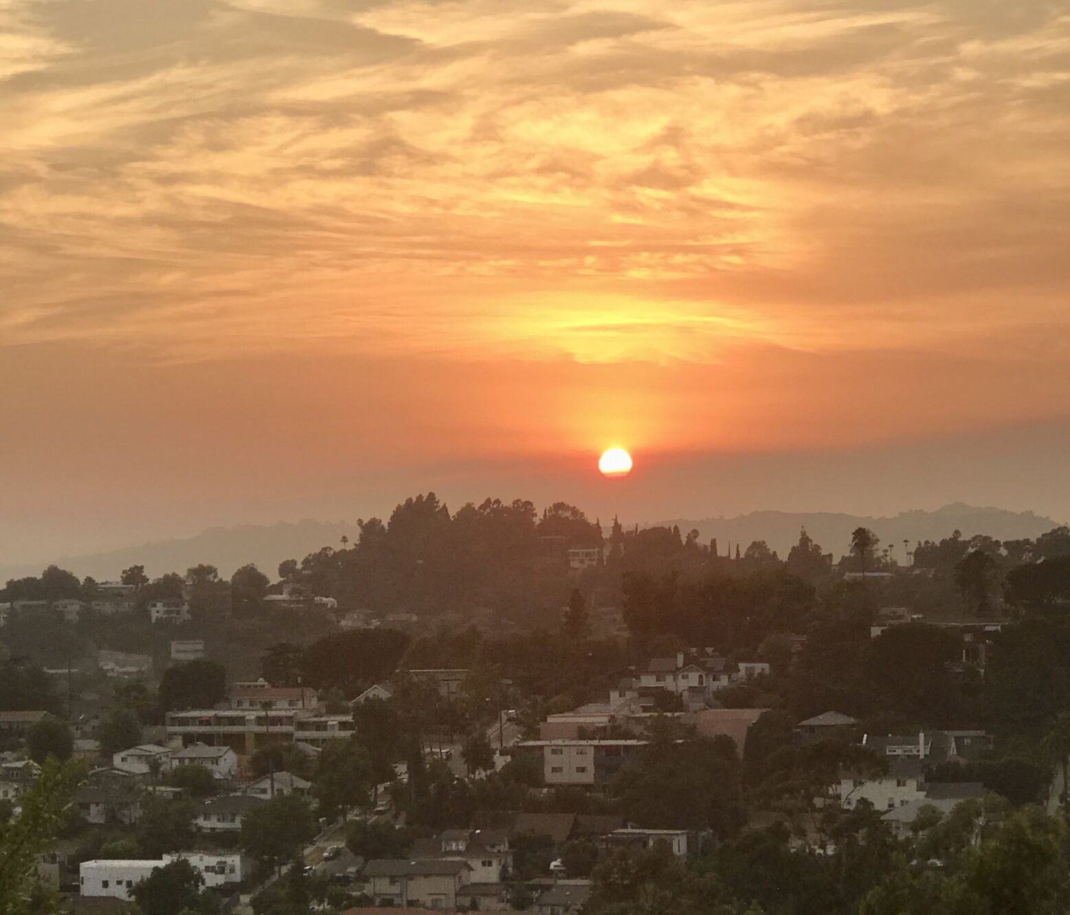 Smoke tinged sunset viewed from Elysian Heights